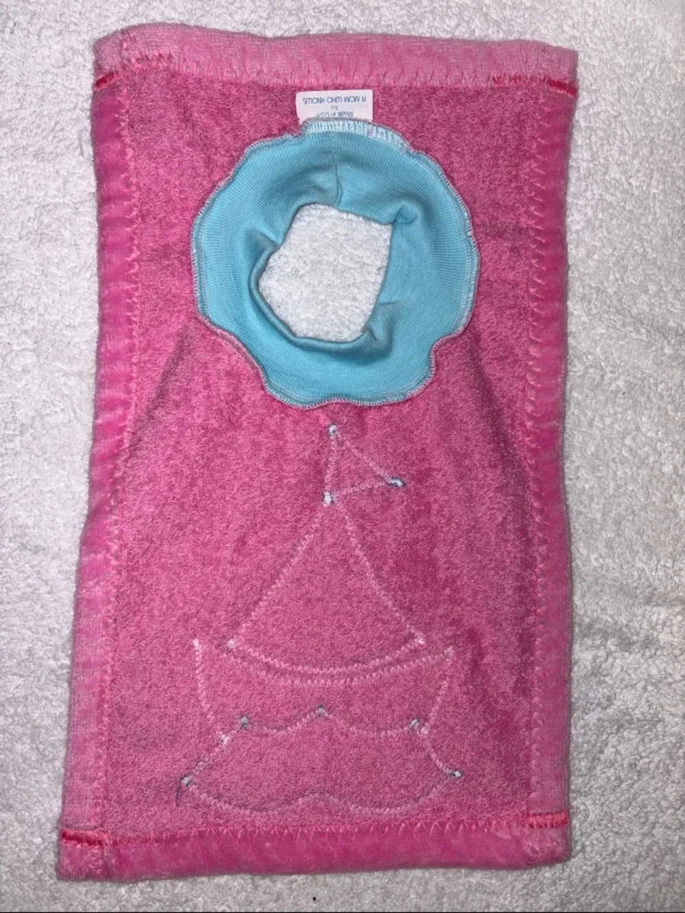 A mom who knows Pink Sailboat Pull-Over Baby Bib with Teal Accent nwt
